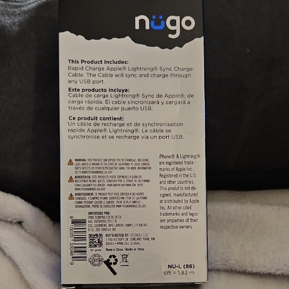 Blue Lightning Charger Sync Cable - 6ft - Picture 2 of 8